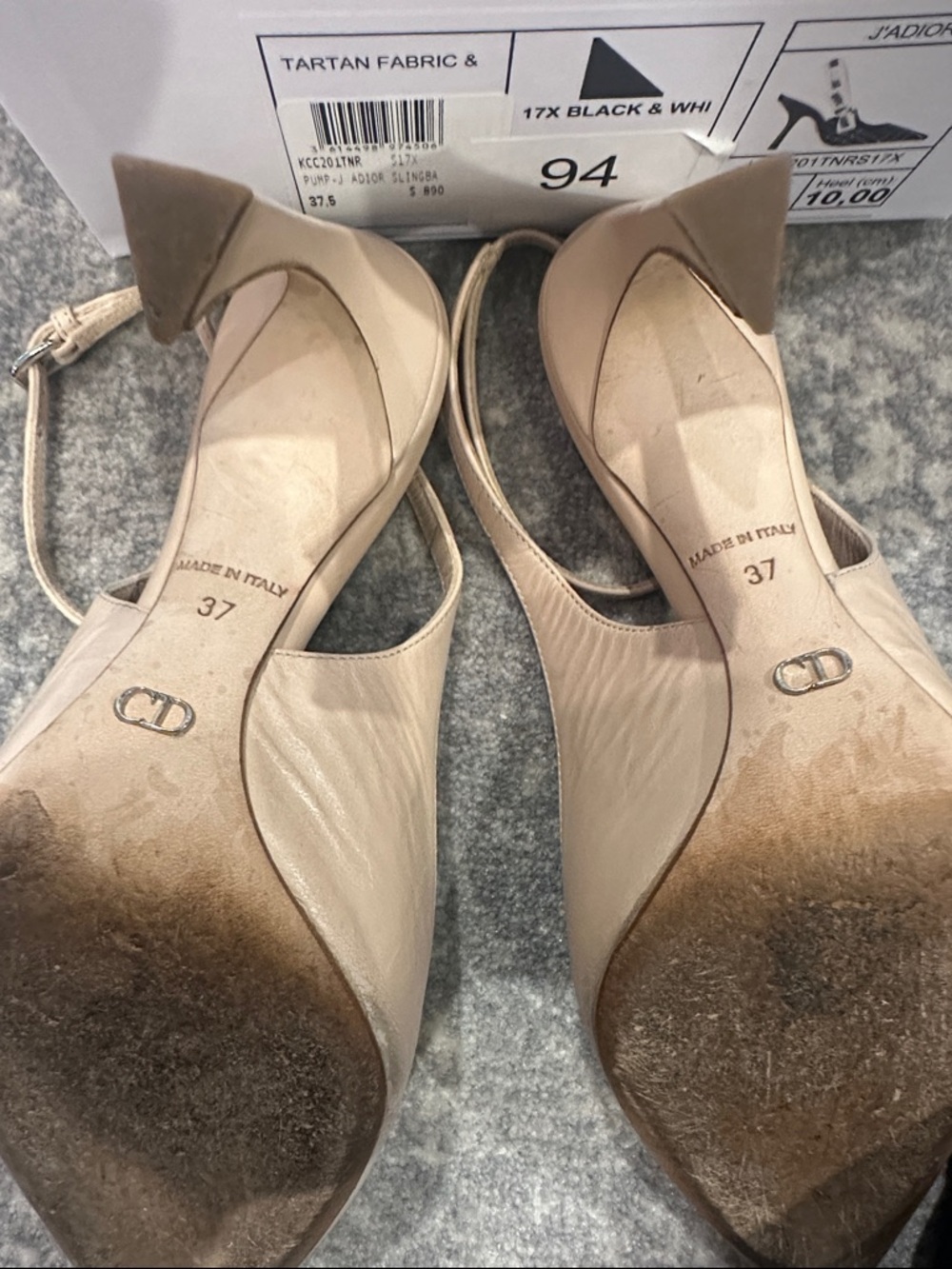 Dior Beige Pointed-Toe Ankle-Strap Pumps SIZE 37 - Picture 15 of 16